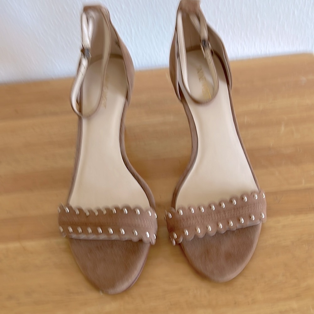 Nine West  Nwidrina Tan Leather Ankle Strap Stilettos Sandals Size 10M